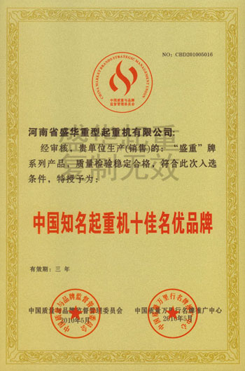 中國知名起重機(jī)十佳名優(yōu)品牌